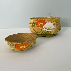 FRED ROBERTS MCM mid-century modern flame poppies bowls